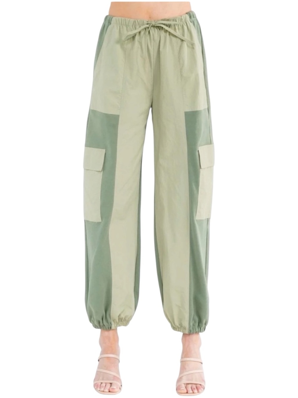 NWT Strut & Bolt Colorblock Cargo Jogger Pants Sage Green Utility Small